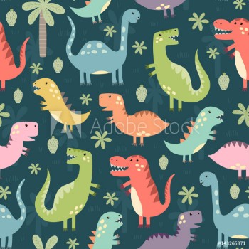 Bild på Funny dinosaurs seamless pattern